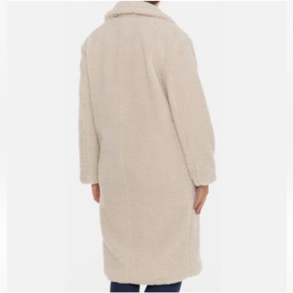Bearpaw NWT Neutral Ivory Cream Teddy Sherpa Faux Fur Trench Coat Jacket Sz 3X - Picture 2 of 14